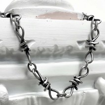 [블레스드뷸렛]10mm 가시 링크 목걸이_빈티지 실버/실버/골드