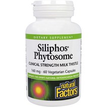 네추럴팩터스 실리포스 피토섬 클리니컬 스트렝스 밀크 씨슬 160mg 베지테리안 캡슐 글루텐 프리 비건, 60정, 1개