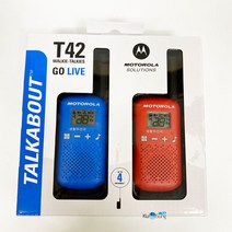 모토로라 생활무전기 어린이무전기 T42 2대 1세트 블루+레드. 건전지/목줄 증정, T42블루1+T42레드1
