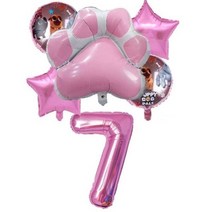 핑크 개 발 테마 생일 파티 장식 플레이트 컵 식탁보 풍선 식기 세트 애완 동물 강아지 베이비 샤워 용품, 6