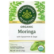 트레디셔널메디시널 모링가 스피아민트 세이지 24g 16티백 Traditional Medicinals Moringa Spearmint Sage, 1팩