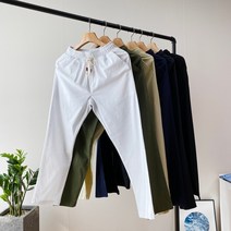 피노치 남성 마 린넨 스판 밴딩 바지 5XL 빅사이즈 9부