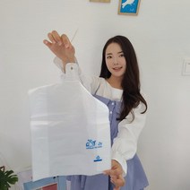 이동백비닐 쇼핑비닐백 배달 마트 이불 도시락 검정 손잡이 비닐 봉투 봉지, 마트비닐봉투, 5호48*58(140), 연청