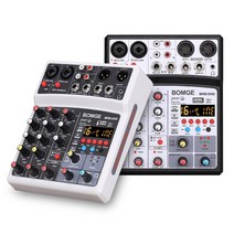 BOMGE 04D 블루투스 4 채널 DJ 오디오 사운드 믹서 믹싱 콘솔(USB 인터페이스 포함) 48V 팬텀 전원 입력 녹음 라이브 스트리밍 노래를 위한 16개의 에코 효과, BLACK