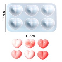 비누 커터기 6캐비티 발렌타인 하트 실리콘 비누 금형 DIY 사랑 초콜릿 베이킹 양초 선물 공예 용품 홈 장, 03 B