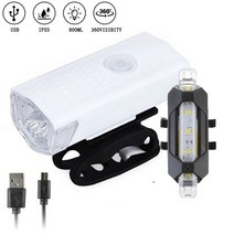 자전거 헤드라이트 랜턴 라이트 LED USB 충전식 사이클 프론트 백 헤드 램프 세트 산악 손전등 사이클링 안전 경고등, [06] 2