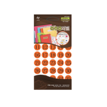 레이테크 분류용 라벨 원형 숫자 넘버 123 형광스타일 스티커 15mm (20-F414), 형광주황색