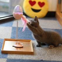 썬피크 고양이 오뚝이 장난감 깃털 수직 스프링 캣닢 노즈워크, 핑크