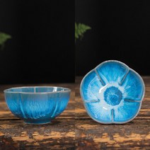 도자기그릇 세트 빈티지 세라믹 찻잔 개인 매화 꽃 명상 컵 0ml 가마 변경 차 그릇 마스터 수제 세트, 06 D6.5X4.3M 0ML