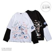 도오빠 여성 티셔츠 라운드넥 순면 봄 가을 긴소매 바캉스룩 힙합 미국 스타일 아메리칸 레트로 루즈핏 빅사이즈 대학생 청소년 직장인 데일리룩 일상복 데이트룩 캐주얼 편한 10대 20대 30대 중년 커플룩 유니섹스 시밀러룩 남녀공용 남성 남자 여자티셔츠