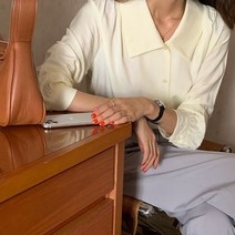 흰색블라우스 빅카라 가을 긴팔 소라색 블라우스 5col