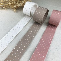 1마/ 3컬러 도트 테이프 리본 공예 땡땡이 패턴 원단 헤어 악세사리 부자재, 핑크
