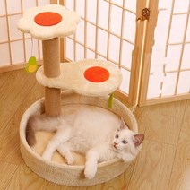 기둥형 원목 캣타워 스크래쳐 캣타워 고양이장난감, A