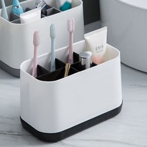 월드마켓 물빠짐 욕실 칫솔꽂이 6구 치약 면도기 칫솔통, 칫솔꽂이-블랙