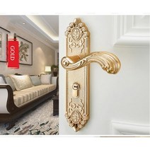 목문도어락 디지털도어록 샷시문도어락 도어록 지문 무타공 도어락 KAK-유럽 스타일 음소거 룸 도어 잠금 핸들 패션 인테리어 손잡이 고급스러운 도난 방지 게이트 가구 하드웨어, Gold_50mm | 45mm