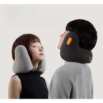 목베개 소음 감소 U자형 메모리폼 기내용 휴대용 목쿠션, 실버-M 사이즈