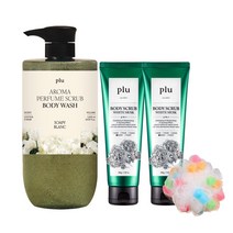 플루 오리지널 바디스크럽 200g 2개 + 아로마 퍼퓸 스크럽 바디워시 1000ml 1개 기획세트 996128, 베리믹스 200g x2개_소피블랑 1000ml+샤워볼