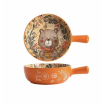 VSYOY 북유럽 캐릭터 손잡이 도자기 그릇 세트 라면 냉면 사용 홈식기 세트 4P, 불곰