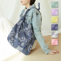 Yjing-shop에스닉 페이즐리 에코백 연예인 쇼퍼백 반다나가방