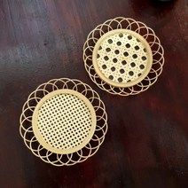 플라워 라탄 코스터 케인 컵받침 캔들받침 티코스터, 1.미니체크