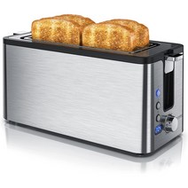 Arendo 아렌도 스테인리스 스틸 토스터 4구 롱 슬롯 1400W