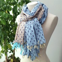 메리앤유 파스텔톤 배색나염 링클드코튼 롱스카프