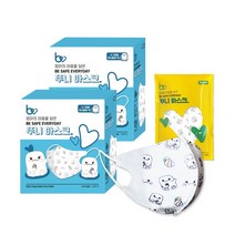뷰라뷰 3D형 뚜니 마스크 4-7세용, 50매입, 2박스, 마시멜로