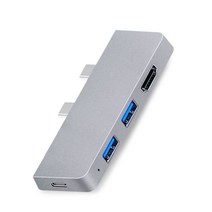 카드 리더 데이터 전송 어댑터 도킹 스테이션 4K HDMI 타입-C 허브 USB 3.0 확장기 마이크로소프트 서피스 프로 8 지원, [02] Silver