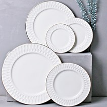 빈티지 골드라인 금테 엔틱 원형 양식 디너 스테이크 파스타 디저트 접시 그릇, 05-빈티지 골드라인 원형접시 5호