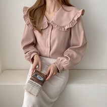 프릴 빅카라 하늘하늘 여성스러운 블라우스