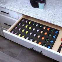 Polar Whale 커피 에스프레소 캡슐 서랍 정리함 트레이 인서트 네스프레소 버츄오 버츄오 라인과 호환 가능 주방 홈 오피스용 방수 세탁 가능한 블랙 폼 32칸 29, 12.75 x 20.25