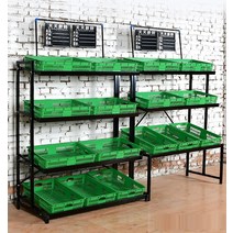 과일 야채 선반 매대 스탠드 전통시장 판매대 마트, 09. 4대 블랙[선반+단단한바구니7개], 1개