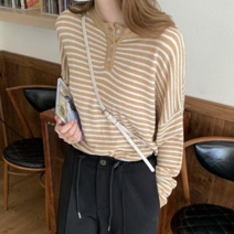 베러댓걸 여성용 가을 루즈핏 스트라이프 타올지 긴팔 니트티