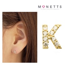 [모네츠] 14K 귀걸이 피어싱 알파벳 이니셜 K 데일리 레터링 한쪽 귓볼 귓바퀴 이너컨츠 아웃컨츠 트라거스