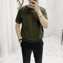아도르클래식 시원한 라운드 여름 니트 반팔티