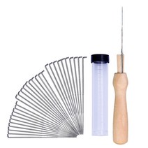 니들펠트 세트 양모 니들 부직포 펠트 공예 DIY 나무손잡이 바늘 30개