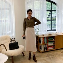 [옷자락] 여자 슬림 겨울 4컬러 슬릿 롱 스커트