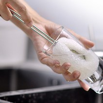 텀블러세척 스텐 손잡이 우레탄 병솔 설거지 솔 주방청소, 본체(집게1P+수세미1P), 1개