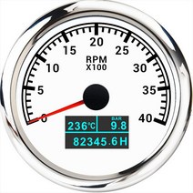 스피드건 HD 85mm 방수 3 In 1 타코미터 게이지 3000 ~ RPM Tacho LED 수온 오일 압력 시간 측정기 보트 카, 07 4KL RPM Whtie, 07 4KL RPM Whtie