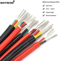 동파방지열선 1M Sq 0.3 0.5 0.75 1 1.5 2 2.5 4 6mm 소프트 실리콘 고무 케이블 3 6 코어 절연 유연한 구리 고열선, [01] Black, [03] 4 Cores, [03] Square 0.75mm