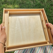 카페 대나무 손잡이 원목 우드 트레이 나무 쟁반, 소