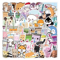 오브젝트스티커 힙한 다꾸팩 레터링 투명 흑백 포인트 스티커 다꾸세트 귀여운 만화 진주 밀크 티 팩 50/100 개 보바 버블 차 데칼 DIY 문구 수하물 노트북 822EA 1, 04 D-2538-50Pcs