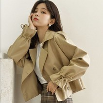 여성 트렌치코트 봄 가을 세련된 하라주쿠 여성용 짧은 트렌치 자켓 Streetwear 솔리드 컬러 루즈 롱 슬리브 자켓 Ladies Outwear Top