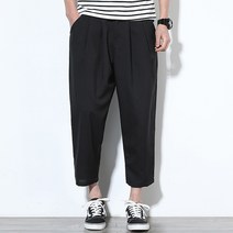 이유까까 남성용 9부 데일리 와이드 베기 바지