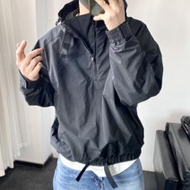 여름 고급 바람막이 일본 후드 선 스크린 자켓 남성 헤드 하프 지퍼 브랜드 얇은