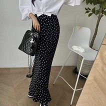 플리츠 스커트 도트 치마 밴딩 여성 봄 가을 (2color)