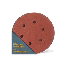 PowerTec 45224-P4 6홀 후크 및 루프 샌딩 디스크 6인치 프리미엄 알루미늄 옥사이드 240 그릿 사포 - 100 PK, 6x6 quot 레드, 60 그릿/100PK
