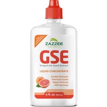 Zazzee 자몽 씨 추출물(GSE) 액상 4온스 유기농 인증 GMO 프리 알레르겐 프리 비건, 기본