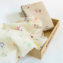 자투리 대폭린넨11수면마 플라워가든 내츄럴, 대폭린넨11수면마 플라워가든 아이보리