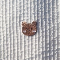 자수 곰돌이 디자인 7mm 무형광 줄누빔 원단 (60수 명품 고급 누빔천 면누비), 백아이보리